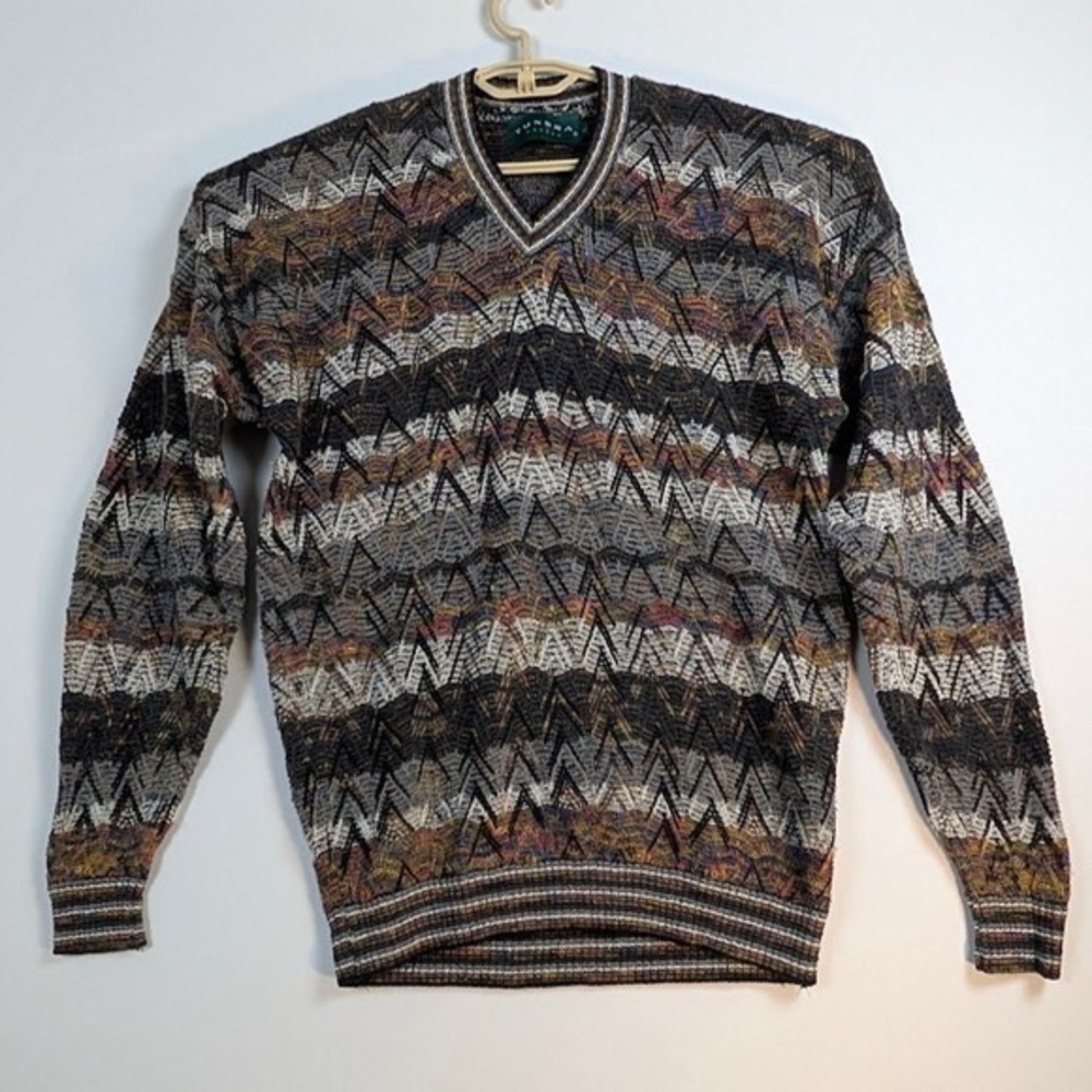 VTG Tundra Canada Sweater Mens XL Multicolor‎ Striped Cotton/Rayon Cosby